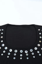 U Neck Long Sleeve Fitted Mini Dress