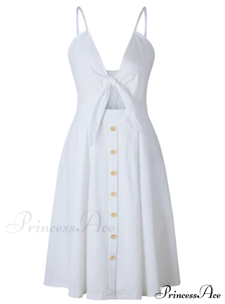 V Backless Midi Length Tunic Beach Dress
