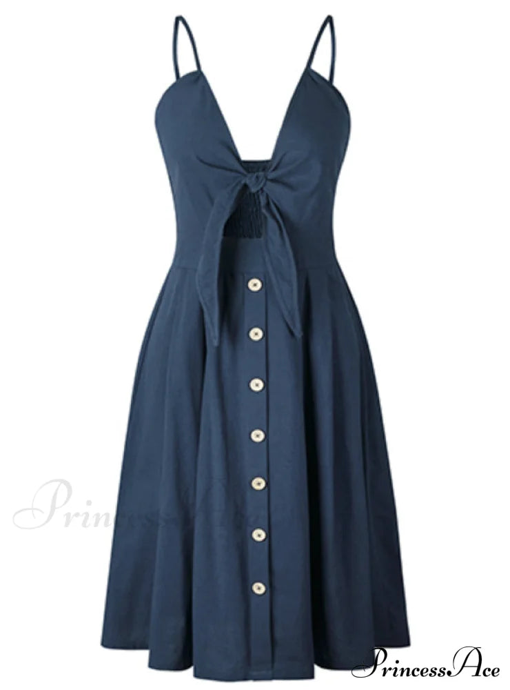 V Backless Midi Length Tunic Beach Dress