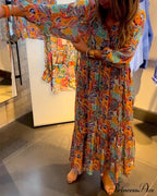 V Neck A-Line Maxi Dress
