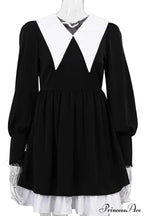 V Neck Babydoll Dress In Solid Color