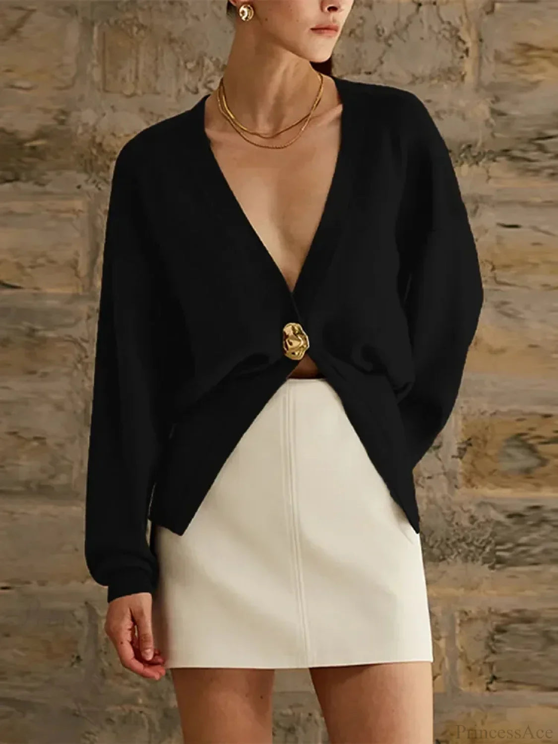 V-Neck Button Slim Fit Cardigan