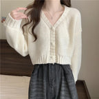 V-Neck Button-Up Knit Cardigan
