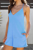 V Neck Cami Rompers With Pockets