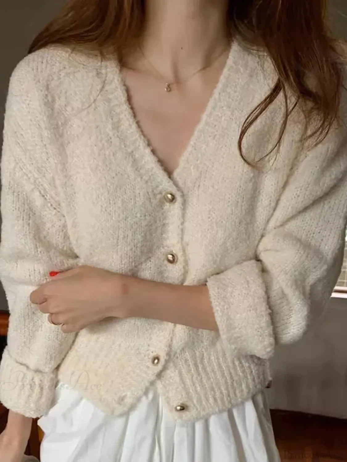 V-Neck Cashmere Knit Cardigan