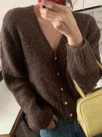 V-Neck Cashmere Knit Cardigan