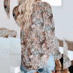 V-Neck Flowered Bohemian Dokotoo Top