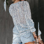 V-Neck Flowered Bohemian Dokotoo Top