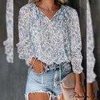 V-Neck Flowered Bohemian Dokotoo Top