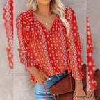 V-Neck Flowered Bohemian Dokotoo Top