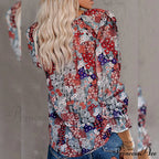 V-Neck Flowered Bohemian Dokotoo Top