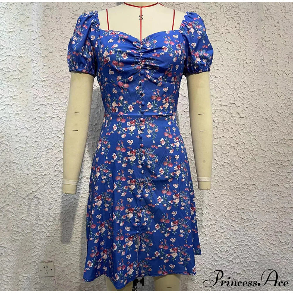 V-Neck Lace Up Lantern Sleeve Ruffles Dress