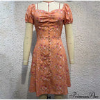 V-Neck Lace Up Lantern Sleeve Ruffles Dress