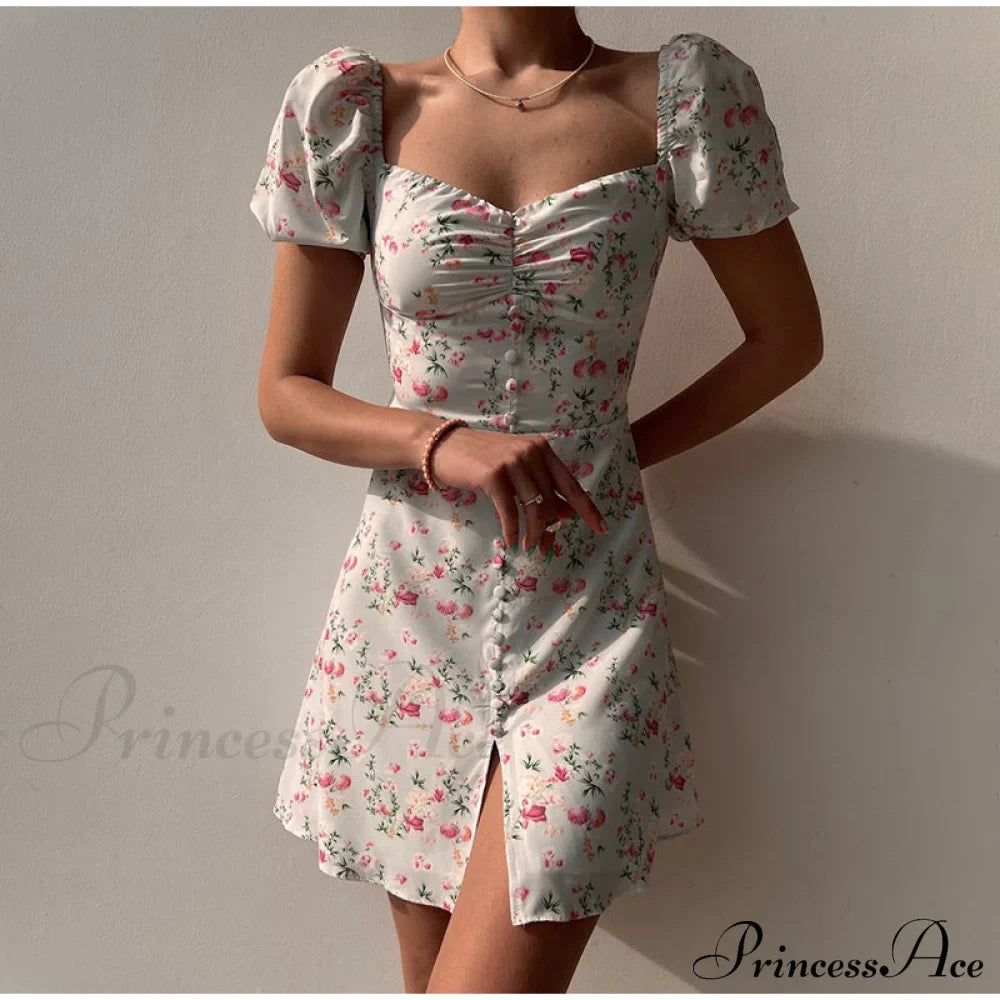 V-Neck Lace Up Lantern Sleeve Ruffles Dress