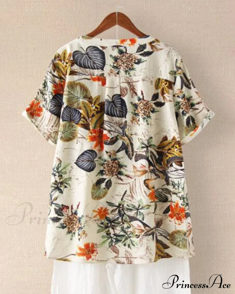 V-Neck Patterned T-Shirt