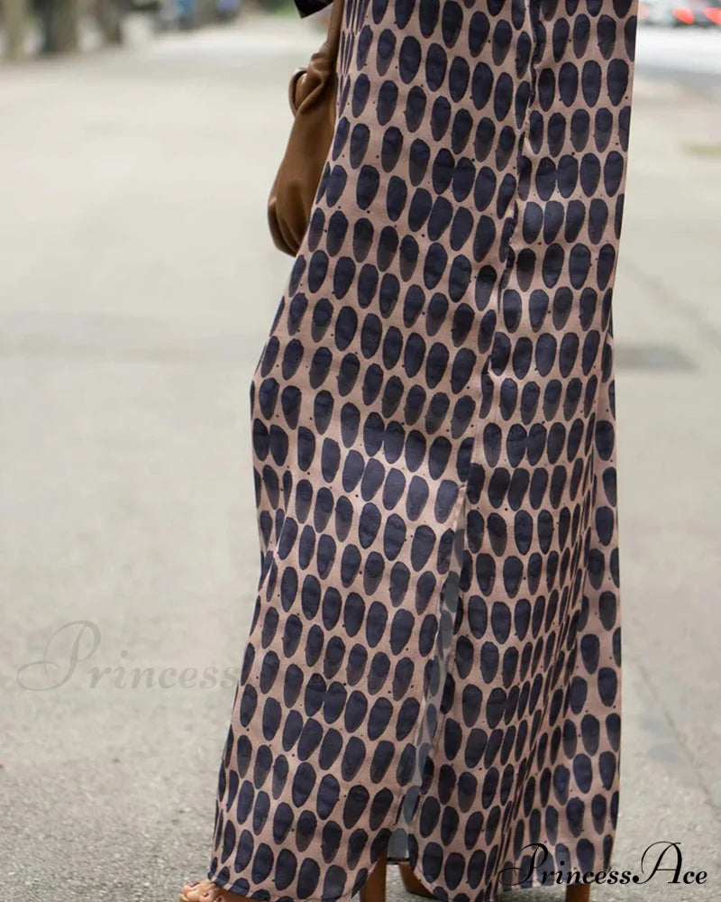 V-Neck Polka Dot Print Dress