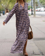 V-Neck Polka Dot Print Dress