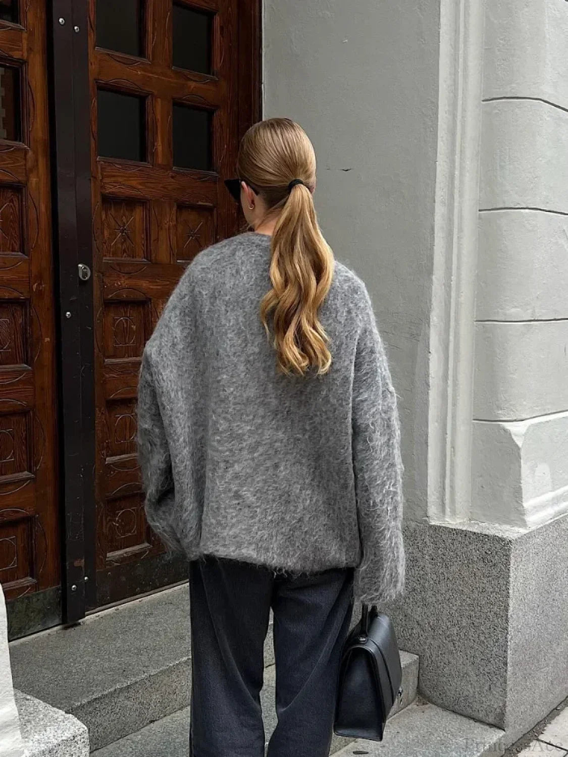 V-Neck Single Breasted Loose Cardigan