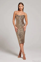 V-Neck Sleeveless Midi Prom Dress