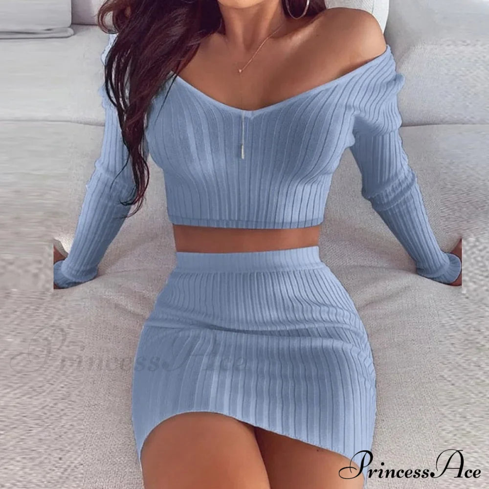 V Neck Slim The Mini Party Knit Shoulder Arm Off Warm-Season Elegant Women Gown Long Soft Striped Dress