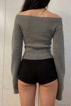 V Neck Solid Slim Knit Sweater