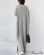 V Neck Swing Dress - Long Sleeve