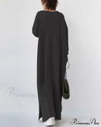 V Neck Swing Dress - Long Sleeve