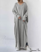 V Neck Swing Dress - Long Sleeve