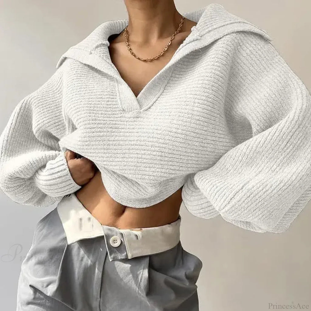 V-Neck Warm White Sweater