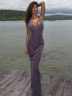 Velvet Perspective Turn-Down Collar Vacation Dress