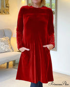 Velvet Round Neck Dress