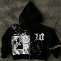 Vintage Black Zipper Hoodie