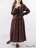 Vintage Floral Loose Long-Sleeve Casual Dress