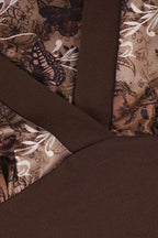 Vintage Floral Print V-Neck Slim Long Sleeve Tee