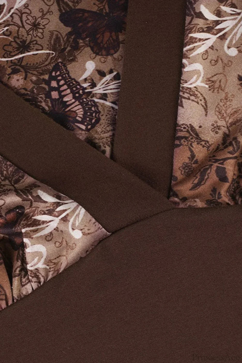 Vintage Floral Print V-Neck Slim Long Sleeve Tee