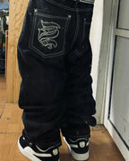 Vintage Gothic Cross Wings Stitched Pants