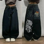 Vintage Gothic Cross Wings Stitched Pants