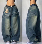Vintage Gothic Cross Wings Stitched Pants