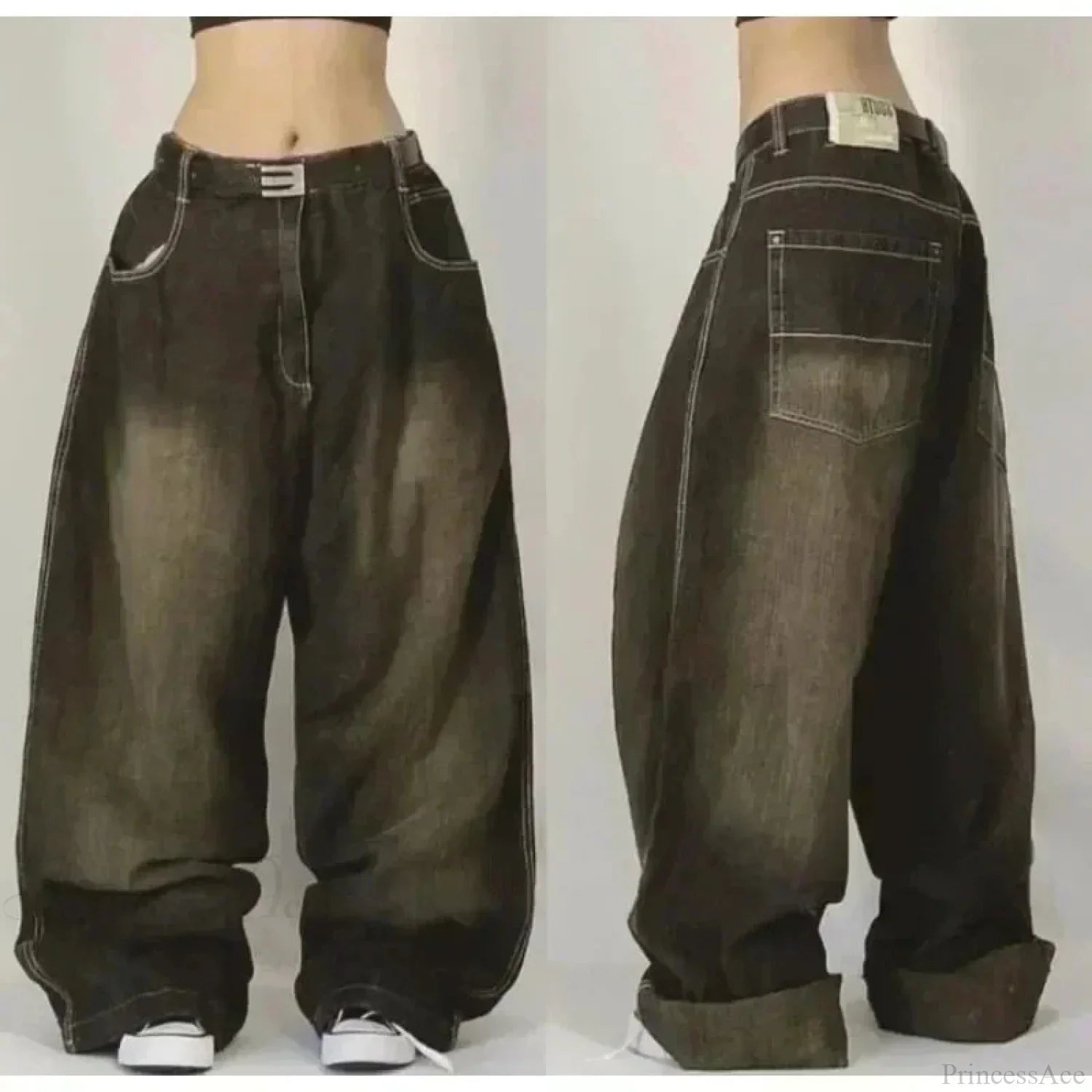 Vintage Gothic Cross Wings Stitched Pants