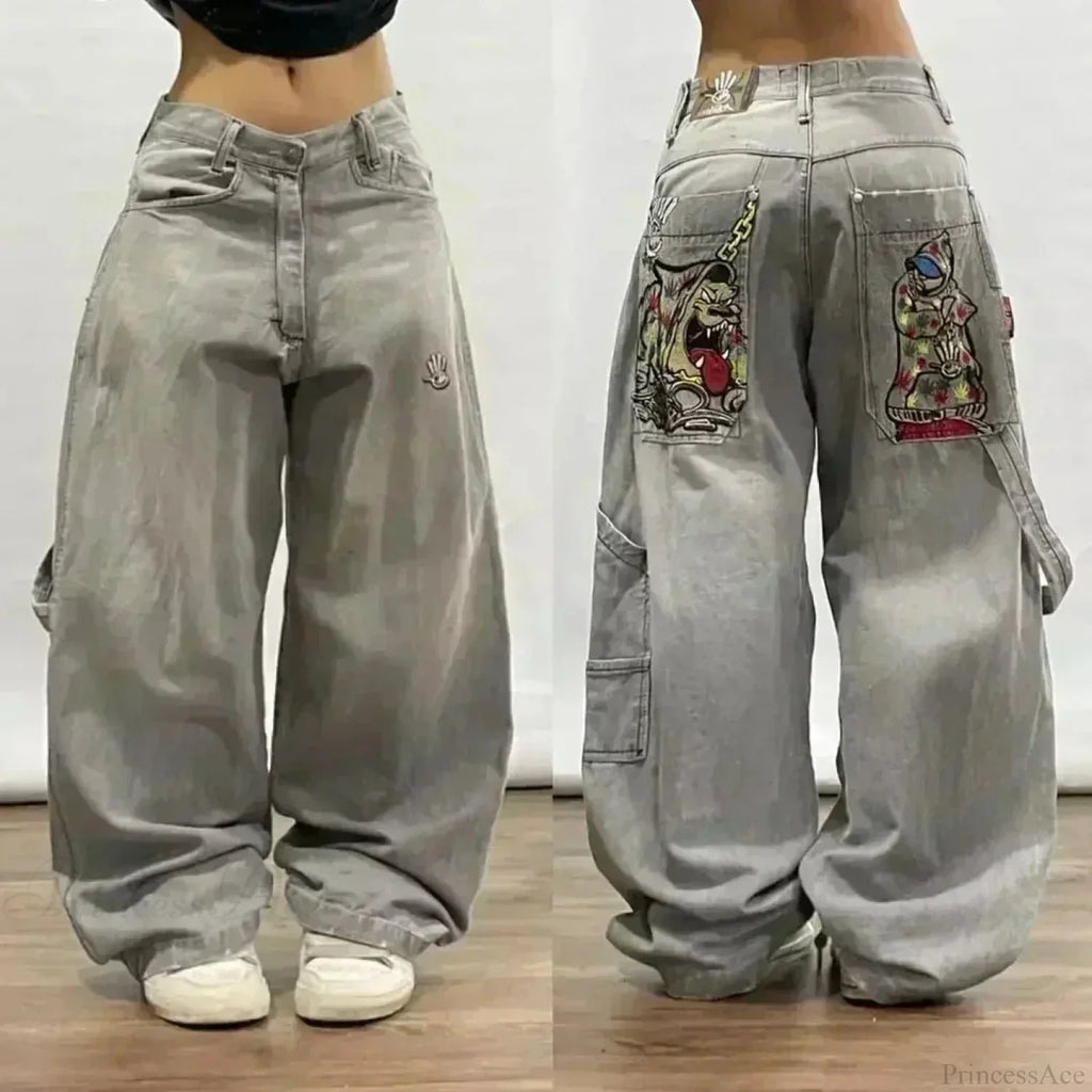 Vintage Gothic Cross Wings Stitched Pants