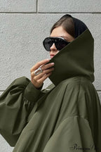 Vintage Green Unique Loose Slimming Coat