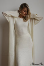 Vintage Knit Cardigan And Sleeveless Dress Two Piece Set