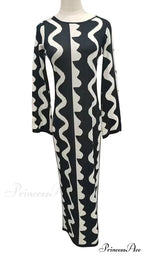 Vintage Knitted Long Sleeve Maxi Dress