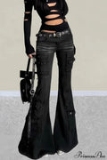 Vintage Multi-Pocket Y2K Slim Flare Jeans