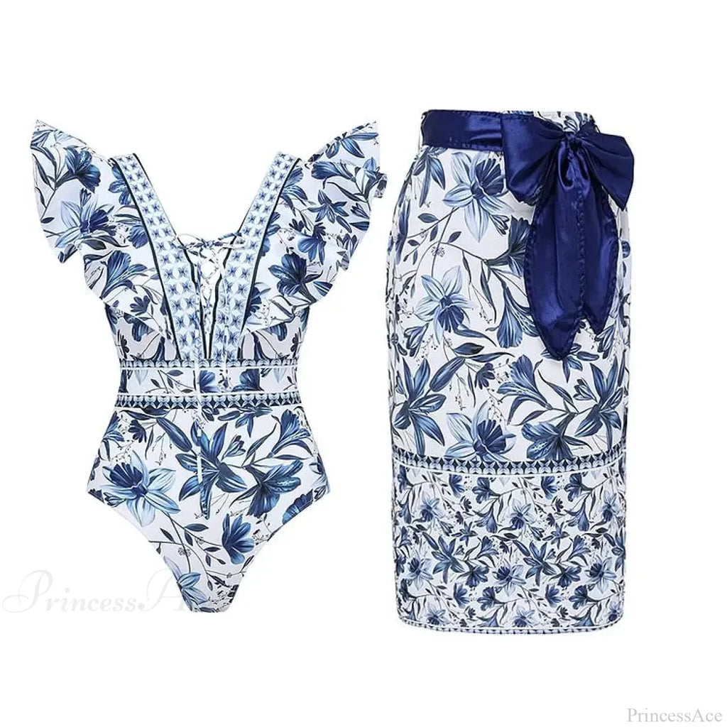 Vintage Printed Sarong Two Piece Set
