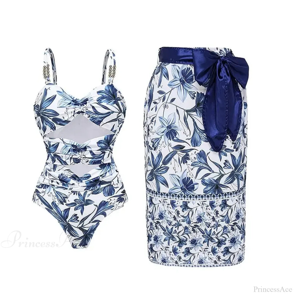 Vintage Printed Sarong Two Piece Set