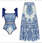 Vintage Printed Sarong Two Piece Set