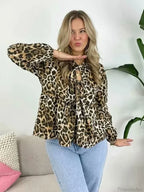 Vintage Puff Sleeve Bow Button Blouse