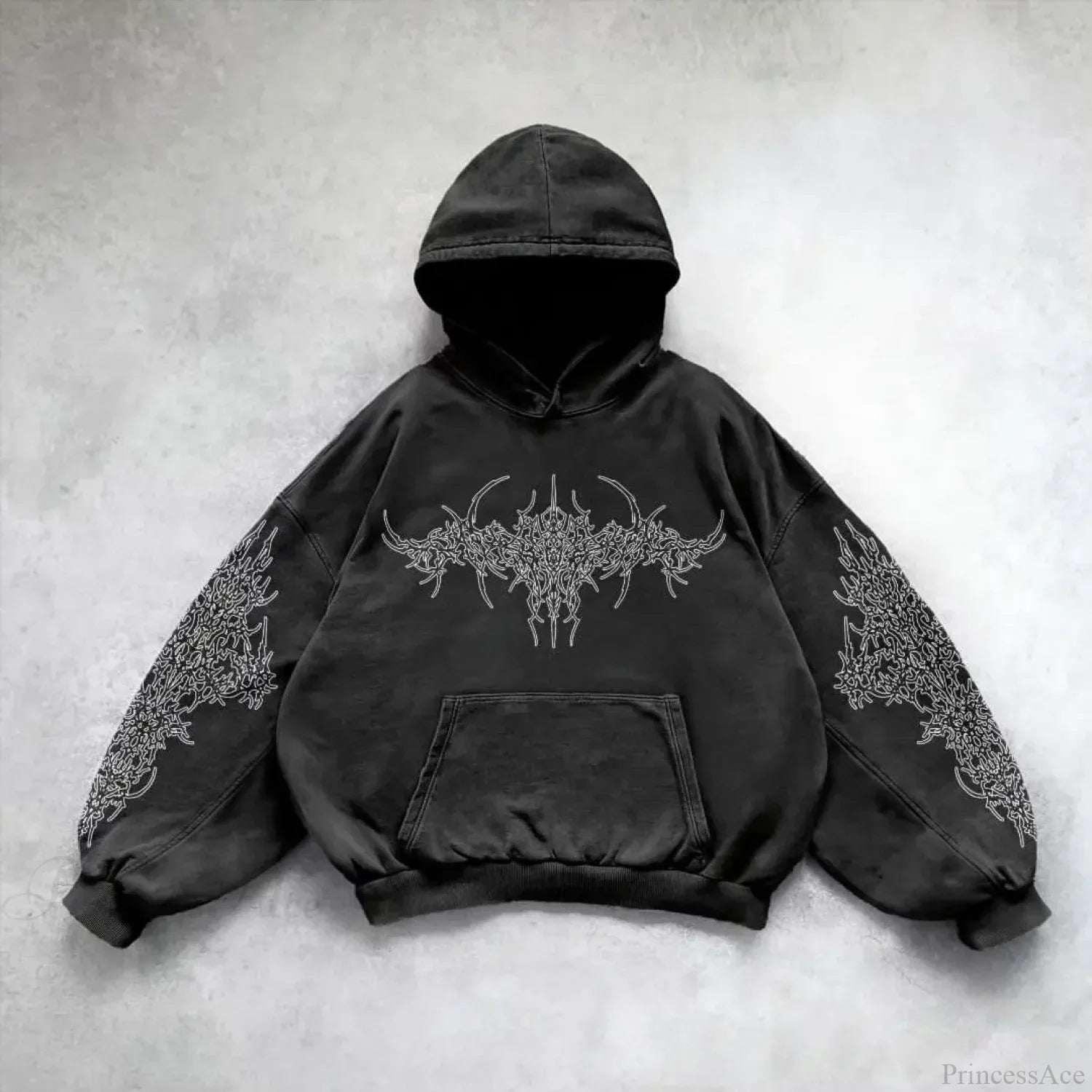 Vintage Punk Printed Casual Hoodie
