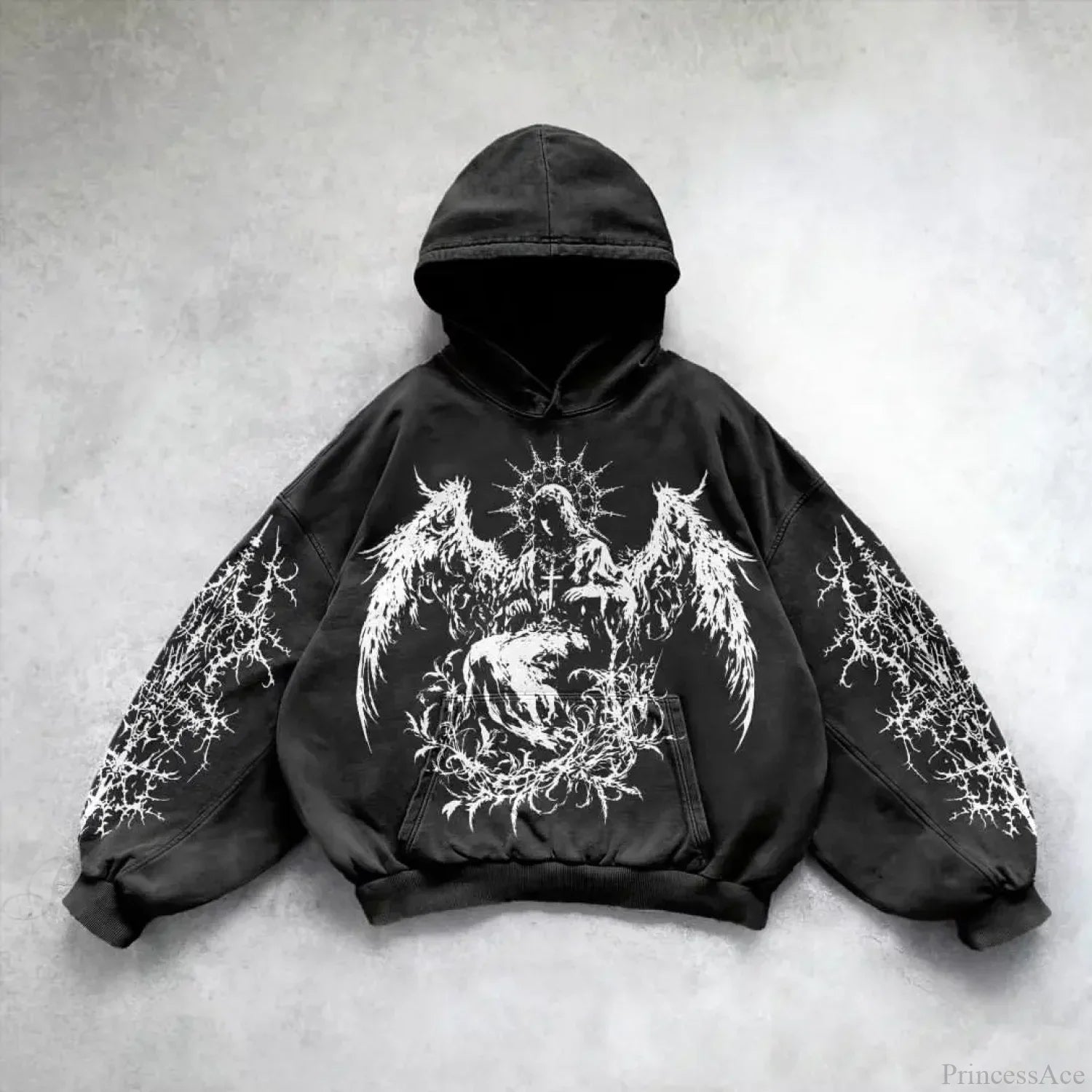 Vintage Punk Printed Casual Hoodie